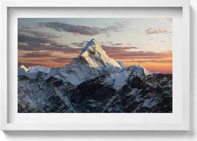 Produktbild von Verschneiter Berggipfel– Wandbild mit Rahmen – Gerahmtes Bild  – Wanddekoration – 60x40 cm –  Schwarz Rahmen