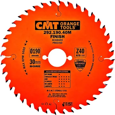 Immagine prodotto di CMT | Lama per legno, taglio trasversale ø 190/30 mm Z40 WZ/ATB