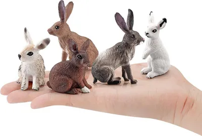 Produktbild von 5PCS Nette Simulation Tier Hase Skulptur Ornamente Garten Rasen Figuren Handwerk Bauernhof Kaninchen Modell Spielzeug Geschenk für Kinder