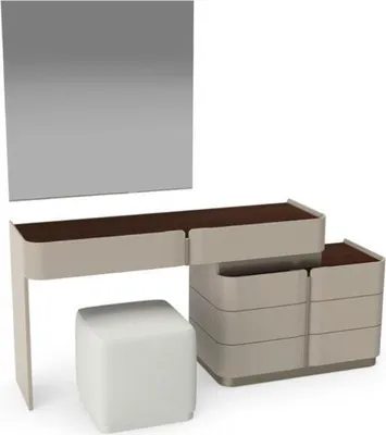 Produktbild von Schminktisch Spiegel schick weißer Hocker Komplett Set Schlafzimmer 3tlg