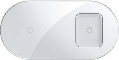 Zdjęcie produktu dla Bezprzewodowa stacja ładująca Baseus Simple Qi 2 w 1, 15 W - biała