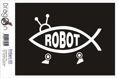 Produktbild von Aufkleber / Autoaufkleber - JDM / Die cut / Auto / OEM - Robot Fisch 210x60mm weiß - Heckscheibe / Heckscheibenaufkleber