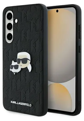 Obrázok produktu pre Karl Lagerfeld KLHCS24FEPGKLKCPK Sam S24 FE S721 black/black hardcase Monogram Karl&Chaoupette Head Pin ochranné puzdro