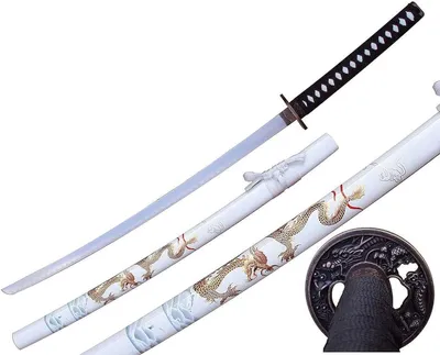 Immagine prodotto di Spada Katana vera spada samurai in acciaio con fodero e supporto per decorazione per un collezionista o come regalo DECORAZIONE 4KM100-405WH