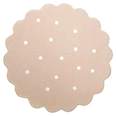 Zdjęcie produktu dla Dywan okrągły dziecięcy - Cloudy Dots Beżowy