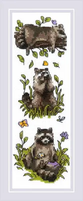 Obrázek produktu pro Souprava pro vyšívání křížkem Riolis "Tři mývalové", 8x24cm