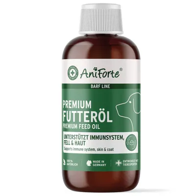 Produktbild von AniForte Barf Futteröl für Hunde 250ml – Natürliches & kaltgepresstes Barf Öl, reich an Omega 3 & Omega 6, artgerechter & ausgewogener Barf Zusatz