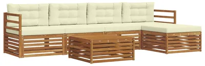 Produktbild von vidaXL Outdoor-Sofagarnitur 6 stk. Natur und Creme