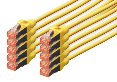 Produktbild von Digitus CAT 6 S/FTP Patchkabel, 10 Stück, 1 m, Cat6, S/FTP (S-STP), RJ-45, RJ-45, Gelb