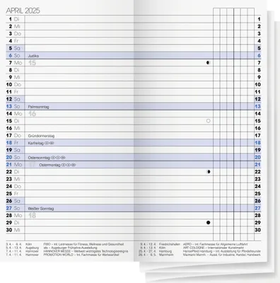 Productafbeelding van BRUNNEN Wekelijkse vervangingskalender, model 740 (2025), 2 pagina's = 1 maand, formaat A6