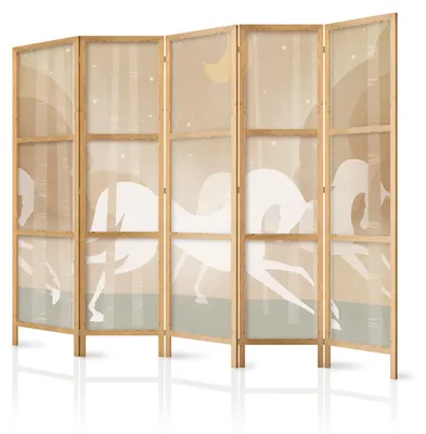 Produktbild von Muralo Japanischer PARAVENT 5-teilig Raumteiler klappbar PREMIUM-Vliesleinwand PFERDE für Kinderzimmer 225cmx172cm