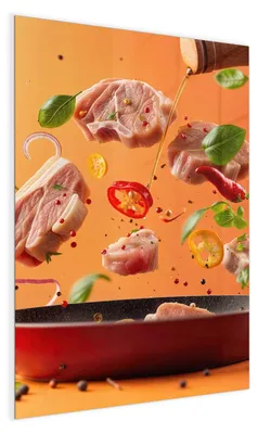 Produktbild von Magnettafel Glas 40 x 60 cm „Zutaten über der Pfanne“ – Glasboard beschreibbar & magnetisch, inkl. 4 Neodym-Magnete, 2 Stifte & Tuch – Glas-Whiteboard Memoboard für Küche & Büro