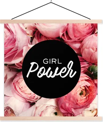 Produktbild von MuchoWow® Textilposter Mädchenpower - Sprichwörter - Zitate 120x120 cm mit holzfarbenen Rahmen - Textil-Poster