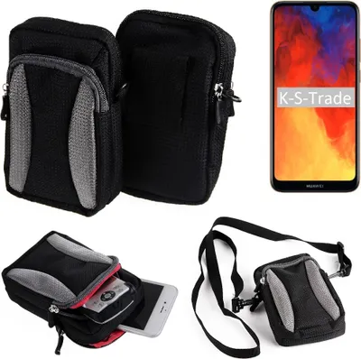 Produktbild von K-S-Trade Holster Schutz Hülle kompatibel mit Huawei Y6 (2019) Handy Hülle Gürteltasche Umhängetasche mit Zusatzfach schwarz