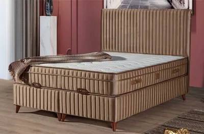 Produktbild von Casa Padrino Luxus Doppelbett mit Matratze Braun 180 x 200 cm - Schlafzimmer Möbel