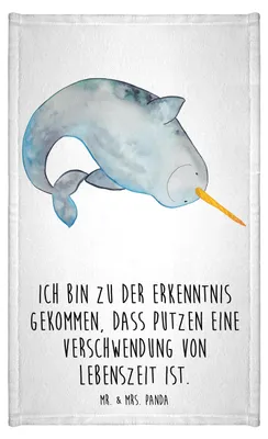 Produktbild von Mr. & Mrs. Panda Gästetuch Narwal - Weiß - Geschenk, Aufräumen, handtuch baumwolle, Kinderzimmer, Gäste-WC, Putzen, Baumwollhandtuch, Meer, Hausfrau, gäste wc, Wal, Klein