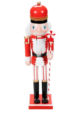 Produktbild von Home Creation Nussknacker Figur aus Holz Dekorationsartikel ca. 38 cm Rot / Weiss