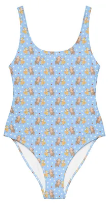 Produktbild von Mr. & Mrs. Panda Swimsuit Hase Tanzen Größe XL - Beige - Geschenk, Rückenfreier Badeanzug, Damen-Badeanzug, Bademode, Tanzkurs, UV-Badeanzug, gehen, Tanzschule