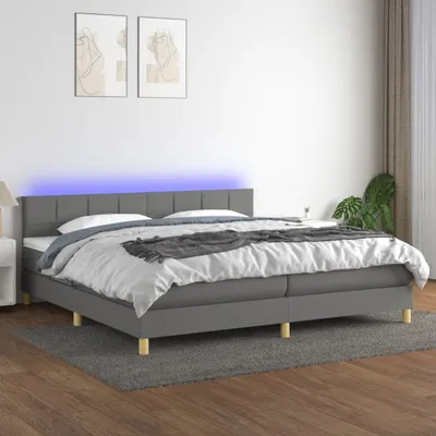 Produktbild von Maison Exclusive - Boxspringbett mit Matratze & LED Dunkelgrau 200x200 cm Stoff