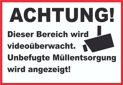 Produktbild von Achtung Videoüberwachung Unbefugte Müllentsorgung wird angezeigt Schild