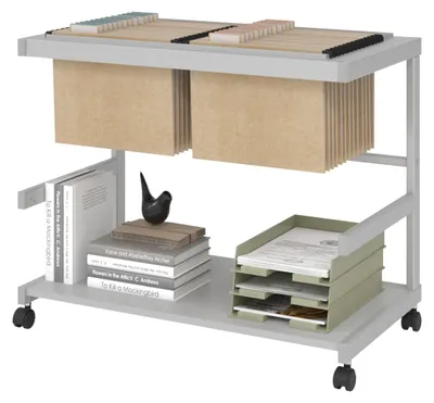 Produktbild von Grauer Rollcontainer für Aktenordner und Büromaterial 67x81x43 cm