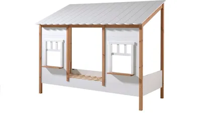 Produktbild von Landhausbett Kamilah 214x105x174 Massivholz+MDF Oak/Weiß