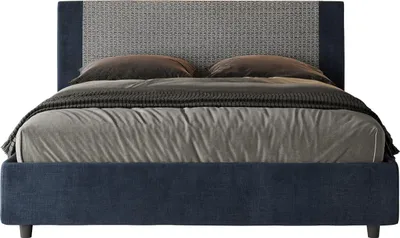 Produktbild von ITYHOME - Gepolstertes Bett ohne Lattenrost 160x190 mit Stoffbezug Labirinto 09 Blau Rosal
