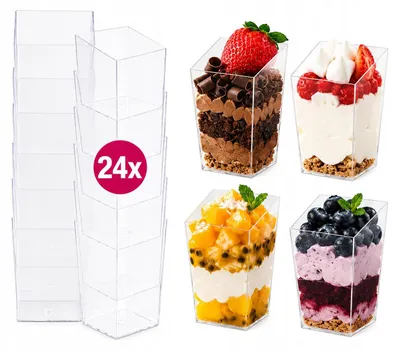 Produktbild von BECHER UND BEHÄLTER FÜR DESSERTS 85 ml 24 Stück. CUTBLOCK Becher für Snacks
