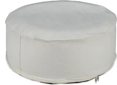 Produktbild von Relaxdays Aufblasbarer Hocker, Outdoor Pouf für Garten, Balkon, Camping, Sitzhocker rund, HxD: 26x56 cm, Sitzpouf, creme