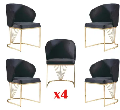 Produktbild von Esszimmer Set Essgruppe Modern Edelstahl 4tlg Set Stuhl Garnitur 4x Stühle Neu