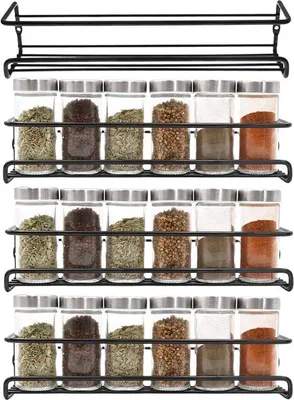 Immagine prodotto di Scaffale per erbe aromatiche nero a 4 ripiani per mobile da cucina, montaggio a parete