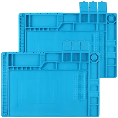 Productafbeelding van Soldeermat - Siliconen - 45 x 35 cm - 2 stuks - Blauw - Voor elektronica-reparatie