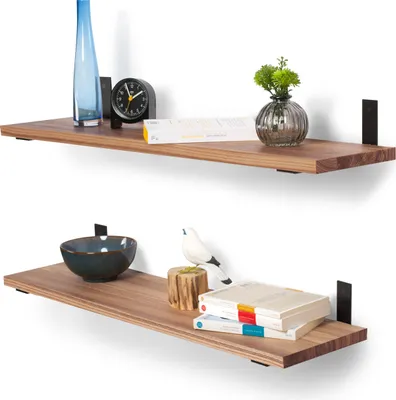 Produktbild von Rikmani Schweberegal Holzregal Wandregal TES 60 cm Dunkel-schwarz