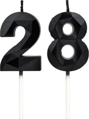 Immagine prodotto di Candeline nere per torta, numero 28