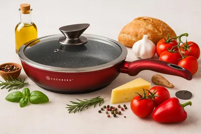Produktbild von Edenberg Marmor Pfanne mit Deckel für Induktion, 24cm
