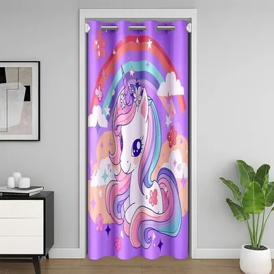 Zdjęcie produktu dla Zasłona na okno z motywem jednorożca, 86x203 cm, wielokolorowa, dla dzieci i dziewczynek