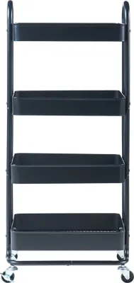 Produktbild von Küchenrollwagen ’Pyhäntä’ mit 4 Ablagekörben 103,5 x 46 x 35 cm Stahl Schwarz