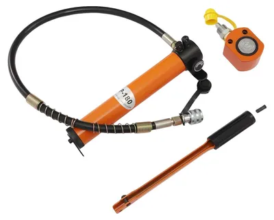 Image de Cric hydraulique, capacité de charge 10 tonnes, pompe manuelle, orange