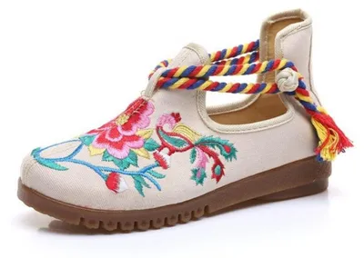 Productafbeelding van Handgemaakte Casual Flats van Katoen met Unieke Bloemenprint