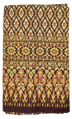 Image de Couverture de lit en sarong thaïlandais - 200 x 110 cm, couleur marron