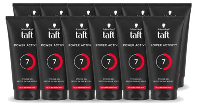 Imagen del producto de 12 unidades de gel moldeador Taft Power Active, 150 ml cada uno. Paquete económico