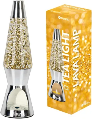 Productafbeelding van Lavalamp met glitter - Chromen voet - 29 x 8,5 cm
