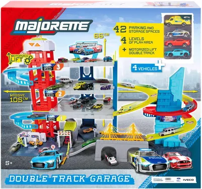 Immagine prodotto di Garage a doppio binario Majorette City + 4 veicoli