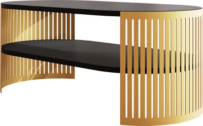 Produktbild von MIRJAN24 Couchtisch Fikoli Oval I Gold, Wohnzimmer Kaffeetisch, Gestell aus Stahl (Farbe: Gold / Schwarz Molet)