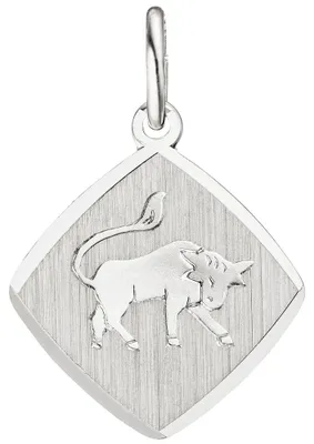 Produktbild von Anhänger Sternzeichen Stier aus 925 Silber Rhombus teilmattiert rhodiniert