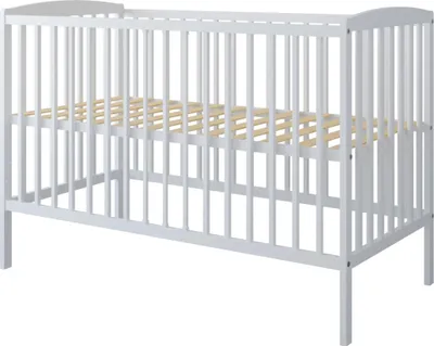 Produktbild von ZEE Set Babybett 120x60 cm 2in1 Weiß Mit Schutzbarriere Umbaubar Zum Kinderbett mit Wickelkommode Classic 3 Schubladen
