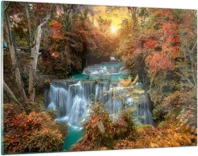 Produktbild von Bilder auf glas - Park Wasserfall Wasser - 120x80cm - Glasbilder - Wandbilder - Kunstdruck - zum Aufhängen bereit - Wanddekoration aus Glas - Glas Bilder - Wandbild auf Glas - GAA120x80-3995