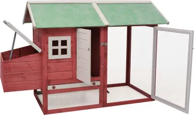 Immagine prodotto di vidaXL Gabbia per polli rossa 170x81x110 cm in legno massiccio di pino e abete