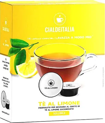 Produktbild von Cialdeitalia - Zitronentee gezuckert Kapseln kompatibel mit Lavazza A Modo Mio - koffeinfrei - 160 Kapseln
