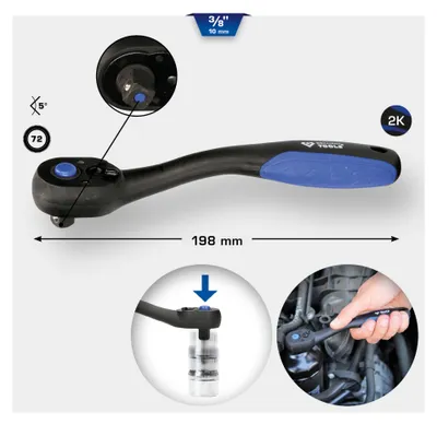 Obrázok produktu pre BRILLIANT TOOLS 3/8" obojstranná račňa - BT021900